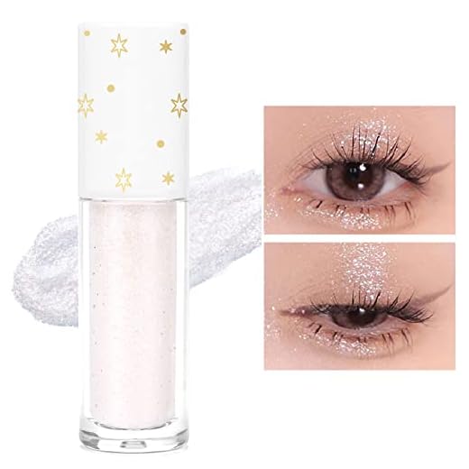 Geeneiya Glitter Liquid Eyeshadow Korean Makeup White Highlight Glitter Eyeliner, Pigmented, Long Lasting, Quick Drying, Loose Glitter Glue for Crystals Eye Makeup (Pearl White 03)