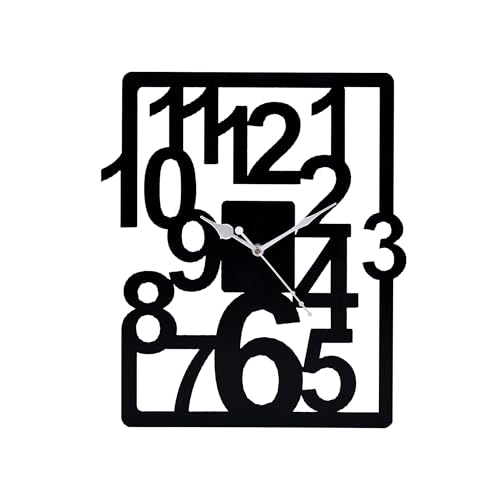 Image of METSY Metal Laser Cut Numerical Analogue Art Wall Clock Black & White for Home and Office | Metal Wall Art | Decor Items (Square)