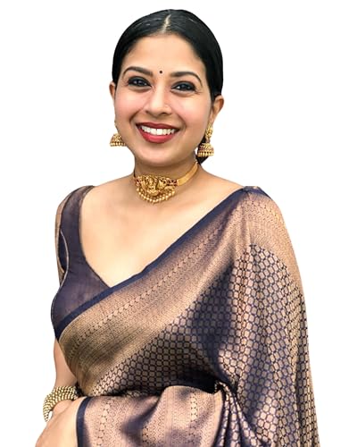 C J Enterprise Women's Pure Kanjivaram Soft Silk Saree for Wedding With Blouse Piece (Devratna Black Paithani)