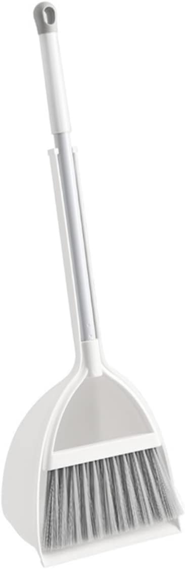 Kids Mini Broom Dustpan Set, Adjustable PP Cleaning Tools, White