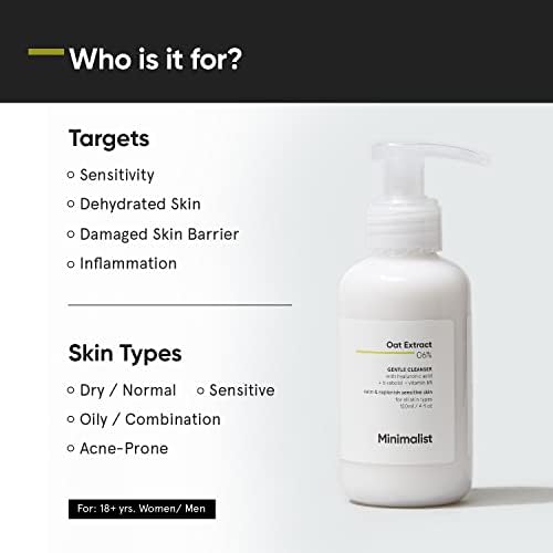 Minimalist 6% Oat Extract Gentle Cleanser with Hyaluronic Acid | Sulphate Free Face Wash for Sensitive Skin (120 ml)