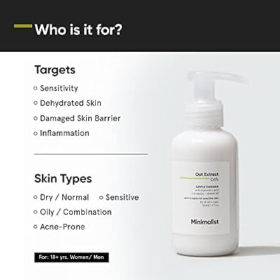 Minimalist Face Wash for Sensitive, Dry & Dehydrated Skin | 6% Oat Extract Gentle Cleanser with Hyaluronic Acid Provides Hydration & Barrier Repair | For Women & Men | 4 Fl Oz / 120 ml