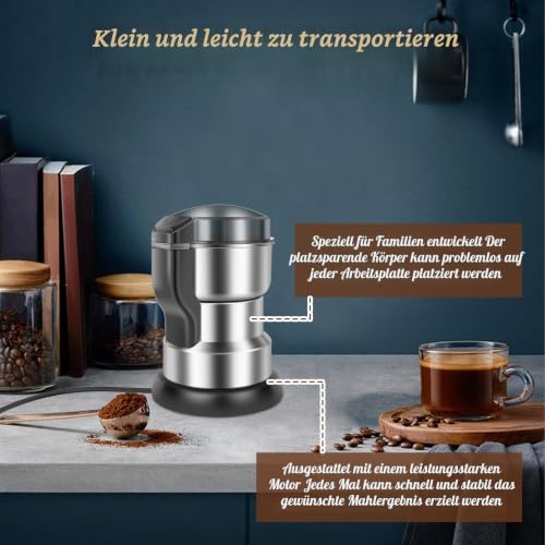 Molinillo de café eléctrico de 300 W One Press Molinillo de café con cuchillas de acero inoxidable, tapa transparente, portátil para frijoles, especias, hierbas