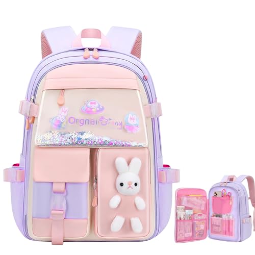 Aytop Ultraleggero Zainetti per Bambini Cartelle per la Scuola, Zaino Scuola Ragazze Zainetto Casual Leggero Elementare Zaino Borsa Viaggio Grande Capacità Impermeabile per Viaggi Scolastici(Viola)