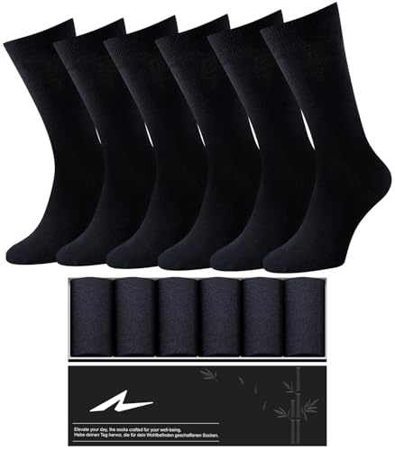 Image of Niorasen Mens Dress Socks, 6 Pairs Soft Breathable Bamboo Rayon, Classic Mid Calf Socks for Men with Box,Valentines Day