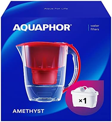 AQUAPHOR Amethyst Fridge Water Filter Jug, Includes 1x Maxfor+ Cartridge to Reduce Lime, Chlorine & Heavy Metals, Plastic, Volume 2.8 L, White