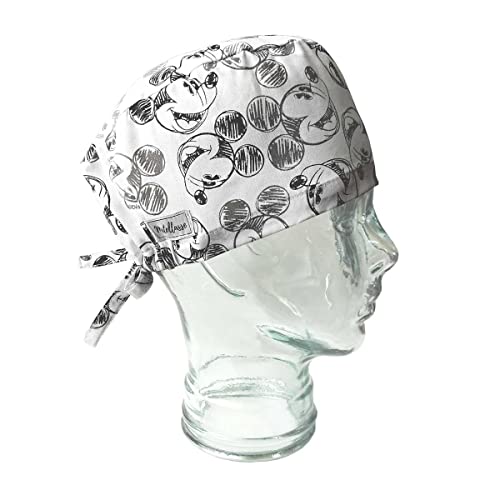 Touca cirúrgica gorro bandana Mickey preto e branco Disney
