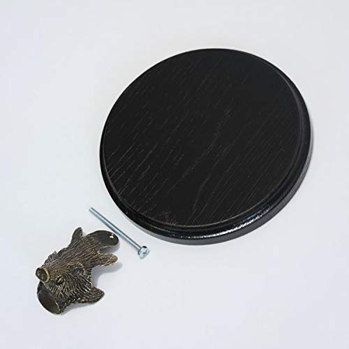 GTK - Geweihe & Trophäen KRUMHOLZ Keilerschild Keilerbrett Gewaffbrett Trophäenschild rund dunkel AF 13 cm mit kleinen Keiler Kopf Verzierung