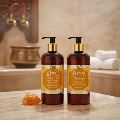 Ottoman Argan Spa Körpermilch Royal Amber - 2 x 400 ml - Feuchtigkeitsspendende, regenerierende Bodymilk für strahlende, geschmeidige Haut - ohne Tierversuche