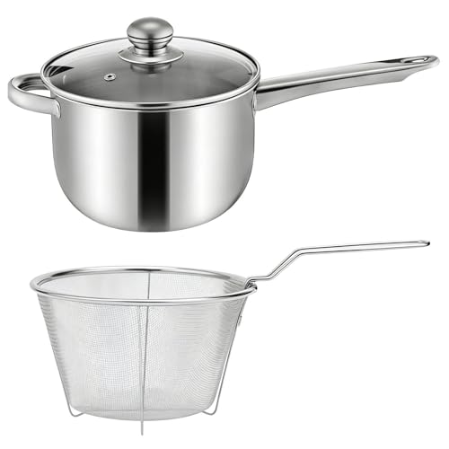 Deep Fryer Pan Set, Deep Fat Fryer With Basket, 304 Stainless Deeps Fat Fryeer With Lid, Deeps Fryers Pan Kitchen Utensils For Electric Ceramic Stove Cooking French Fries Seafood Soup Home Restaurant