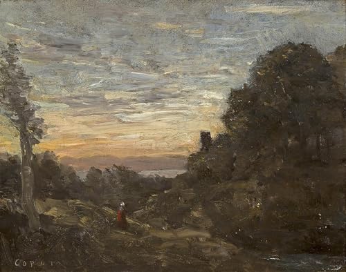 Art mural la tour dans les arbres Corot poster moderne grand format salon