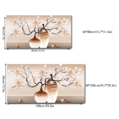 Art mural moderne d'exception : toile de maître abstraite fleurs blanches dorées - 5
