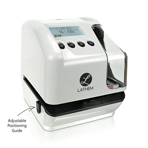 Lathem Time Company Electronic Multi-Line Time, Date and Numbering Document Stamp, Clear, Gray, 7.1" x 6.1" x 7"