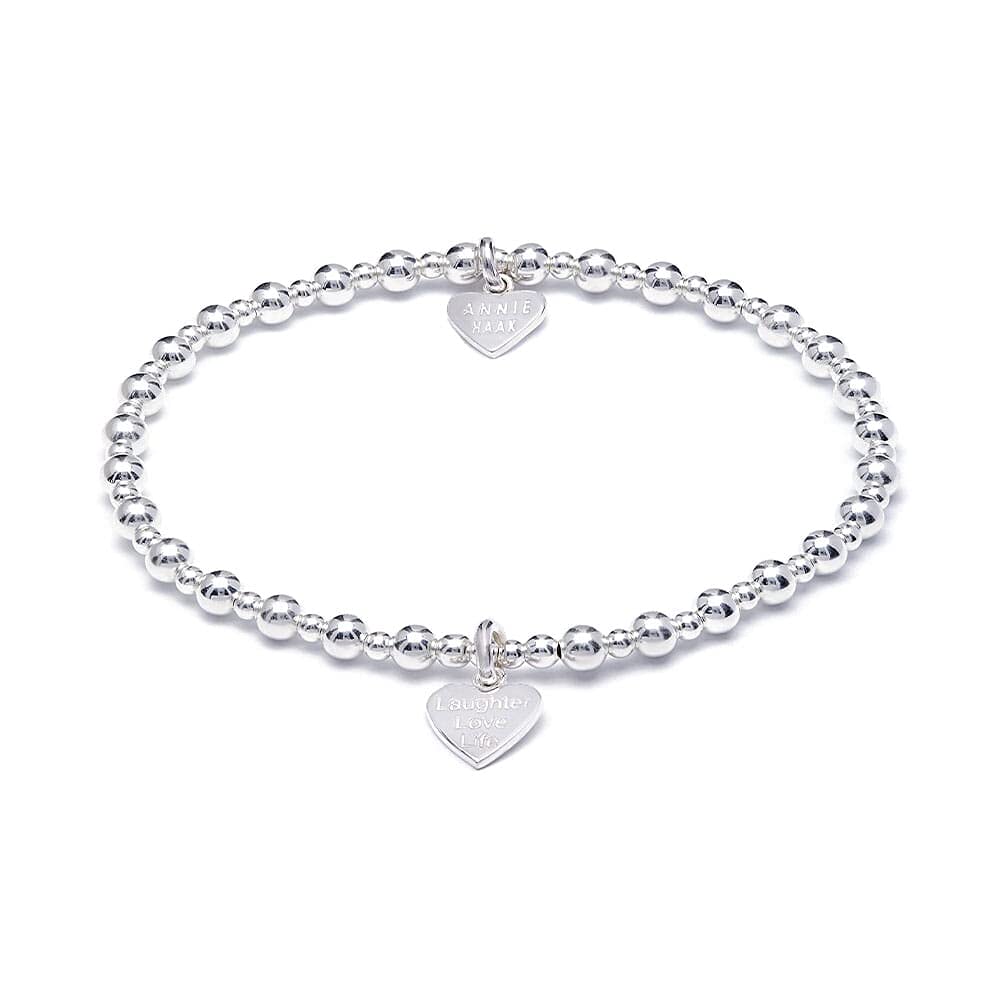 Annie HaakMini Orchid Silver Charm Bracelet Laughter Love Life-17cm, 17 cm, Sterling Silver