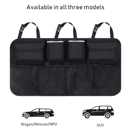 URAQT Kofferraum Organizer Auto, 100x45 cm Auto Aufbewahrungstasche, Kofferraumtasche, Wasserdichten Taschen mit Starkes elastisches, Zauberstabstruktur für SUV, Schwarz