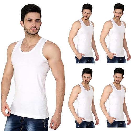 Image of Prince Youngman Round Neck Sleeveless Cotton Vest Combo for Men, 100% Combed Cotton - Stretchable & Breathable - Comfortable Fit - Ideal Summer Innerwear