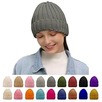 Rosoz Winter Hats for Women Warm Thick Soft Stretch Cable Knit Beanie Skully Cap for Cold Weather Grey