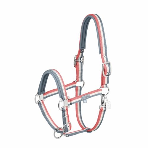 Eskadron Halfter Pferdehalfter Classic Sports Double Pin, Farbe:Steel Blue - Greige - Coral Blossom, Größe:P1