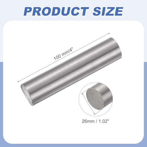 QUARKZMAN Titanium Rundstab 1.02 Durchmesser(26mm) 4 Länge GR2 Metall Massiv TA2 Titanium Rundstab Stangenmaterial Für Modellflugzeuge Autos Schiffe DIY Bastelarbeiten