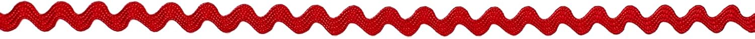 Red 3/16" (5mm) Baby RIC Rac Trim – 24 Yards – Wavy Braid, Ideal for Sewing, Quilting, Hair Bows, Crafts