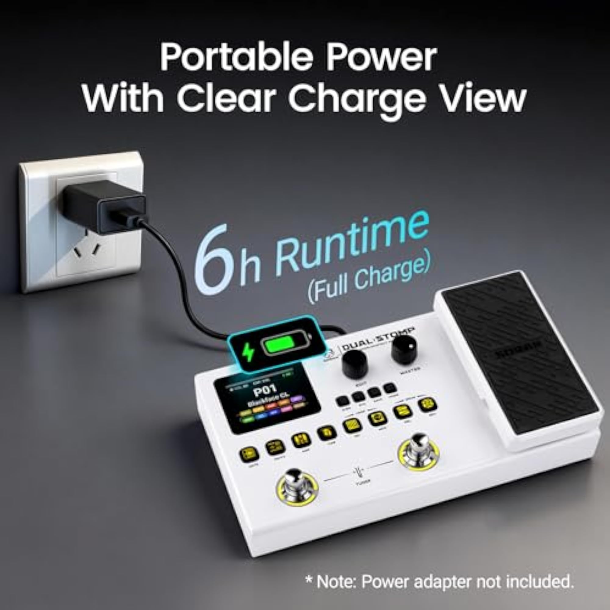 Dual Stomp Effects Guitar Pedals, Rechargeable Processor