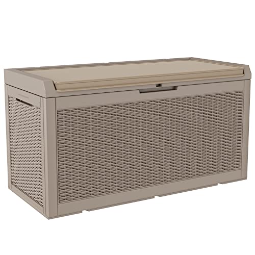 Greesum 100 Gallon Resin Deck Box Large Outdoor Storage