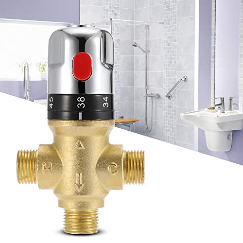 Naroote Control Thermostatic Valve, Brass Thermostatic Mixing Valve Bathroom Faucet Temperature Mixer Control Thermostatic Valve