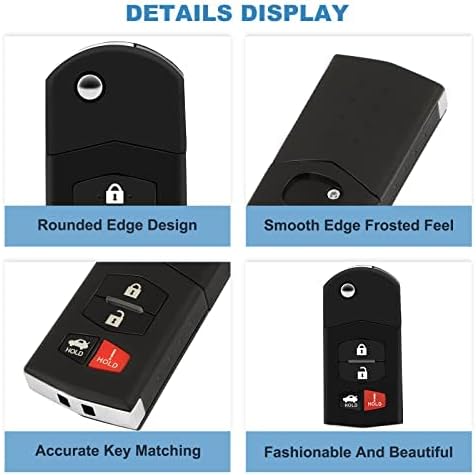 ECCPP Replacement fit for 4 Buttons Uncut 315 MHz Keyless Entry Remote Flip Car Key Fob 05-13 Mazda 3 5 6 CX-7 MX-5 Miata 4238A-41525 (2x)
