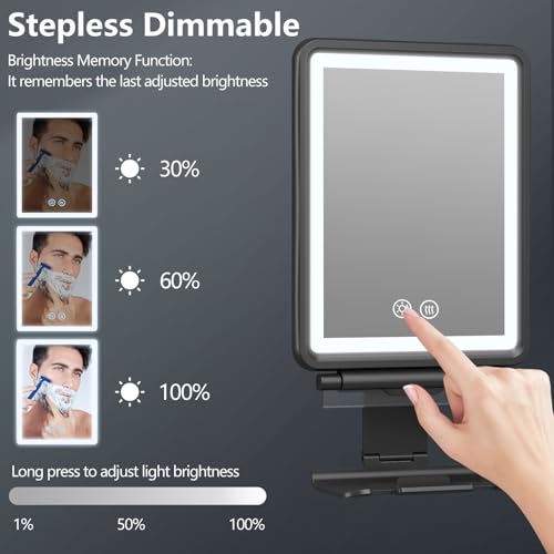 Heated Shower Mirror Fogless for Shaving, 3 Colors Stepless Dimmable Lights Fogless Mirror for Shower, Rechargeable Anti Fog Shaving Mirror for Shower with Razor Holder for Men, Light Memory Function 412LKnFvGlL. SL500 - Heated Shower Mirror Fogless for Shaving, 3 Colors Stepless Dimmable Lights Fogless Mirror for Shower, Rechargeable Anti Fog Shaving Mirror for Shower with Razor Holder for Men, Light Memory Function