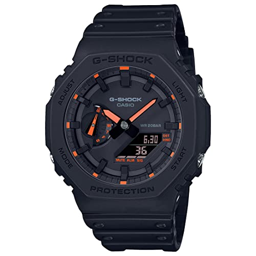 �J�V�I G-Shock �J�[�{���R�A�K�[�h �A�i���O �f�W�^�� �u���b�N �_�C���� �����Y GA-2100-1A4DR (G1231), �u���b�N, �X�g���b�v