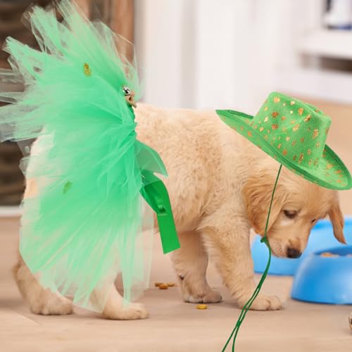 Disfraz para perro Saint Patricks Day con tutú y sombrero miniatura 2