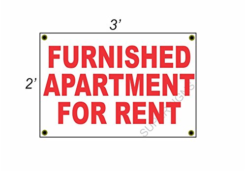 Furnished Apartment for Rent 2x3 White w/Red Banner Sign