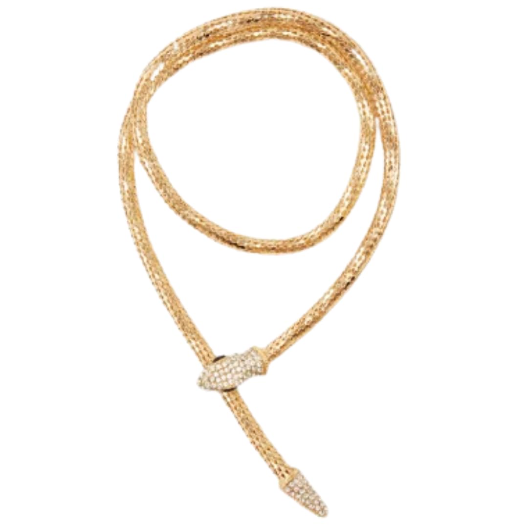 Gold Plated Snake Chain Necklace for Women | Stylish Serpent Design Choker | Trendy Adjustable Fashion Jewelry Gift-image-1