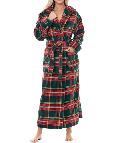 Womens Hooded Plush Bathrobe by Alexander Del Rossa