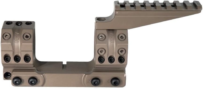 30mm Tube Scope Dual Rings Cantilever Riflescope Mount (One-Piece Construction) & Top Extend Rail Adapter (for Red Dot Sight etc) Set, 1.50" Centerline Height, Fits 20mm Picatinny/Weaver Rails, Tan