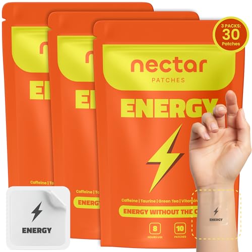 Image of Nectar Energy Patches with Caffeine | Vitamin B3, B5, B6 & Taurine Transdermal Patches | Clean Daily Energy Support for Women & Men | Focus & Vitality Patch | 30 Count