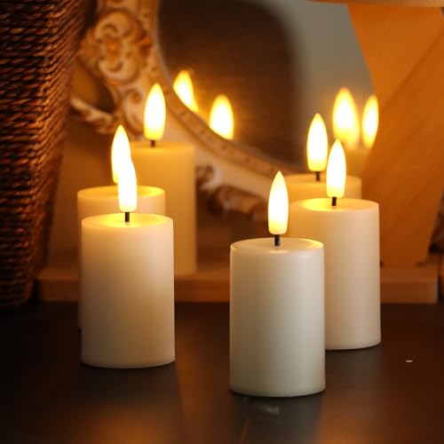 Image of CANDLE CHOICE Battery Operated Flameless Votives with Remote Auto Daily Cycle Timer Long Lasting Realistic Black Wick Electric LED Candles Wedding Party Holiday Halloween Christmas Decorations 6 Pack