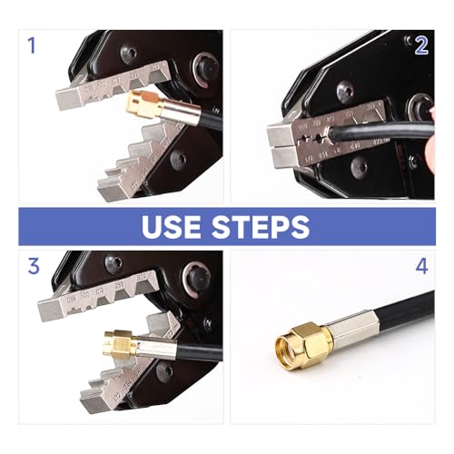 Outil de sertissage coaxial avec 7 matrices interchangeables pour câbles de type RG