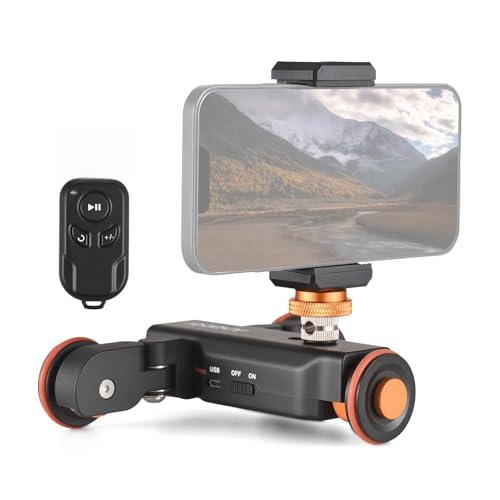 Aumotop Carrello Video con Telecamera Motorizzata, Regolabile in Modo Efficiente per la Registrazione Video Time Lapse/Macro/Angolo Basso, Compatibile con la Maggior Parte degli Smartphone e