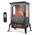 Electric Fireplace Heater with Remote, 22.4" Freestanding Portable Infrared Fireplace Heater Stove with 3-Sides Realistic Flame for Indoor Use, Overheating and Tip-Over Safety, 1000W/1500W