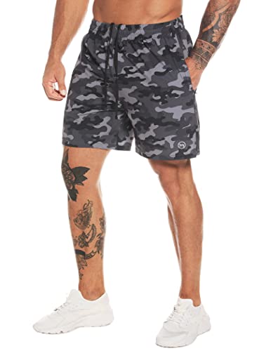 MOVEUP Hombre Pantalones Cortos con Bolsillos con Cremallera Pantalones Cortos Deportivos para Correr