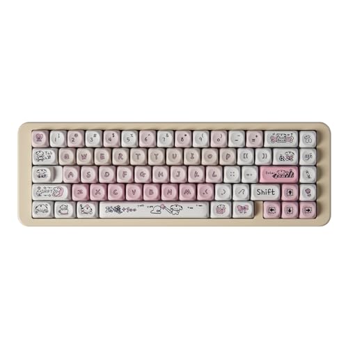 Pink PBT Keycap MOA Profile Cute Keycaps 136 Keys DYE-SYB Keycap Set for Mx Cherry Mechanical Keyboard 61/64/84/87/104/108 Layout (Pink)