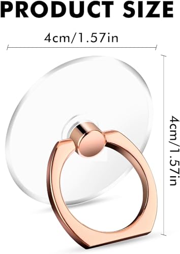 Image of amazon basics Transparent Phone Ring Stand Holder Mobile Phone Ring Holder Finger Grip 360 Degree Rotation (Rose Gold Round)