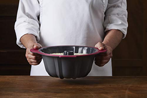 Trudeau 0 Structured Siicone Fluted Cake Pan, 10 Cup, Fuschia & Grey #TOP5