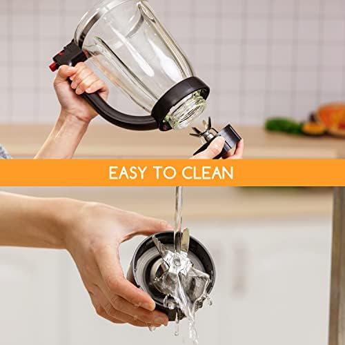 Aigostar 1000W Blender Smoothie Maker, 1.5 Litre Glass Jug Blender Mixer for Smoothie, Ice Crusher with 6 Stainless Steel Blades, High-Speed Blender with 3 Speeds Control, Easy to Clean, Herman 30VDS