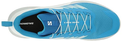 Salomon Men's SENSE RIDE 5 Trail Running Shoes for Men, Ibiza Blue / Lapis Blue / White, 10