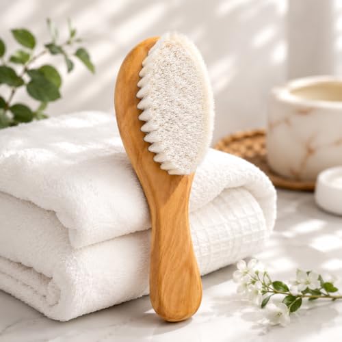 Comfy Cheeks Baby Hair Brush for Infants | Soft Bristles for Newborns | Safe Scalp Massage for Toddlers | Natural Non-Toxic Baby Hairbrush Suitable from 0 Months+
