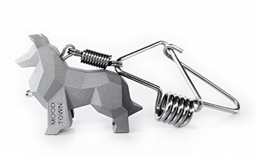 MOODTOWN Handcrafted Stainless Steel Dog Keychain Gift for Men and Women- Scotch Collie/Rough Collie Puppy Car Keyring Car Rear View Mirror Hanging Accessory