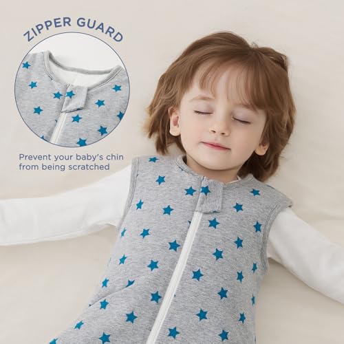 Image of Duomiaomiao 2.5 TOG Baby Sleep Sack 100% Cotton Winter Baby Wearable Blanket, Warm Quilted Comfy Toddler Sleeping Bag