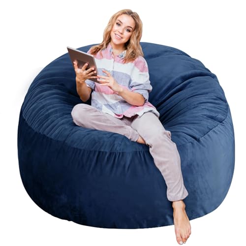 Bean Bag Chairs for Adults/Teens with Memory Foam Filling, Comfy Bean Bag Sofa with Filler Included, Soft Dutch Velvet Fabric Beanbags,40X22 in, Navy